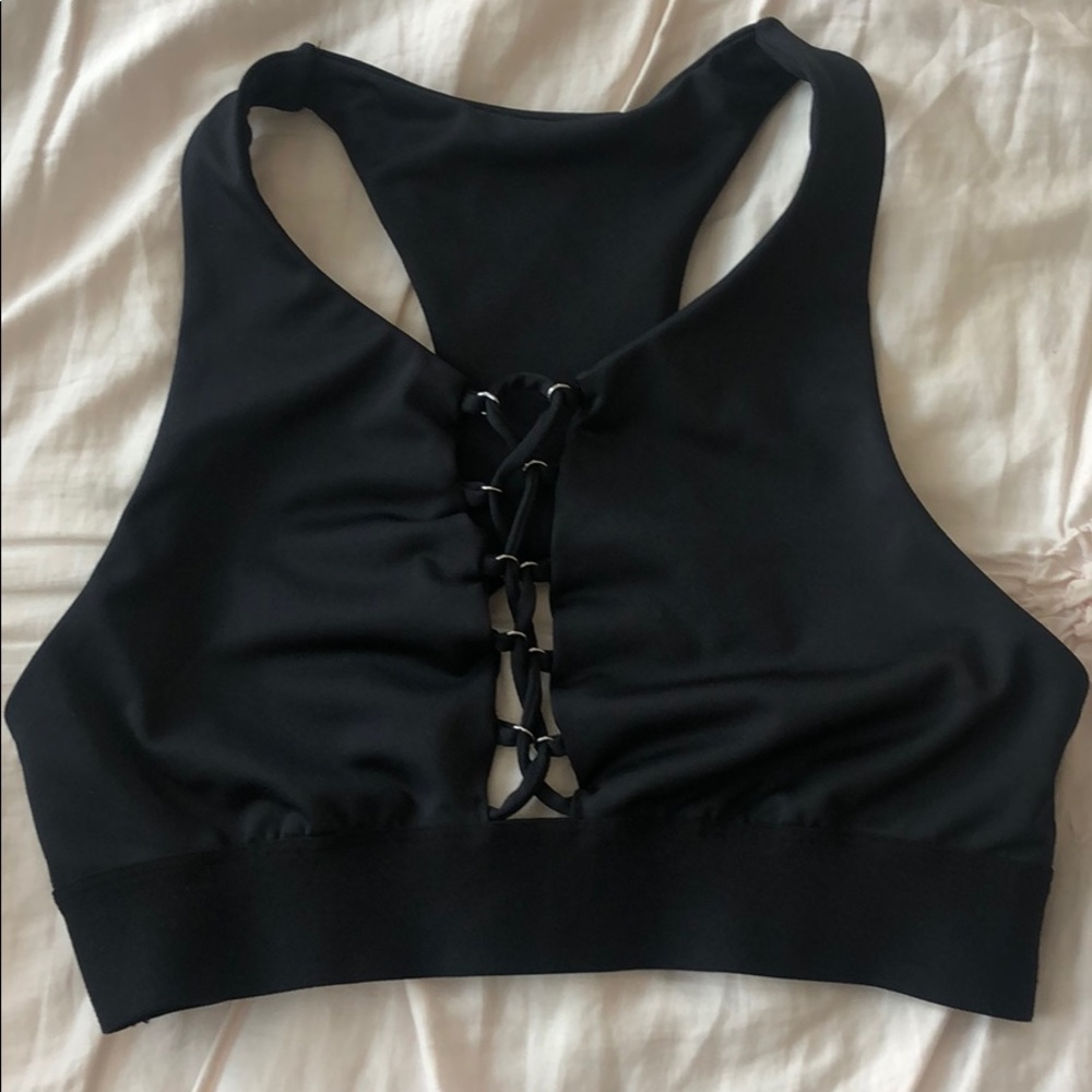 Pink Ultimate Sport Bralette with lace up front